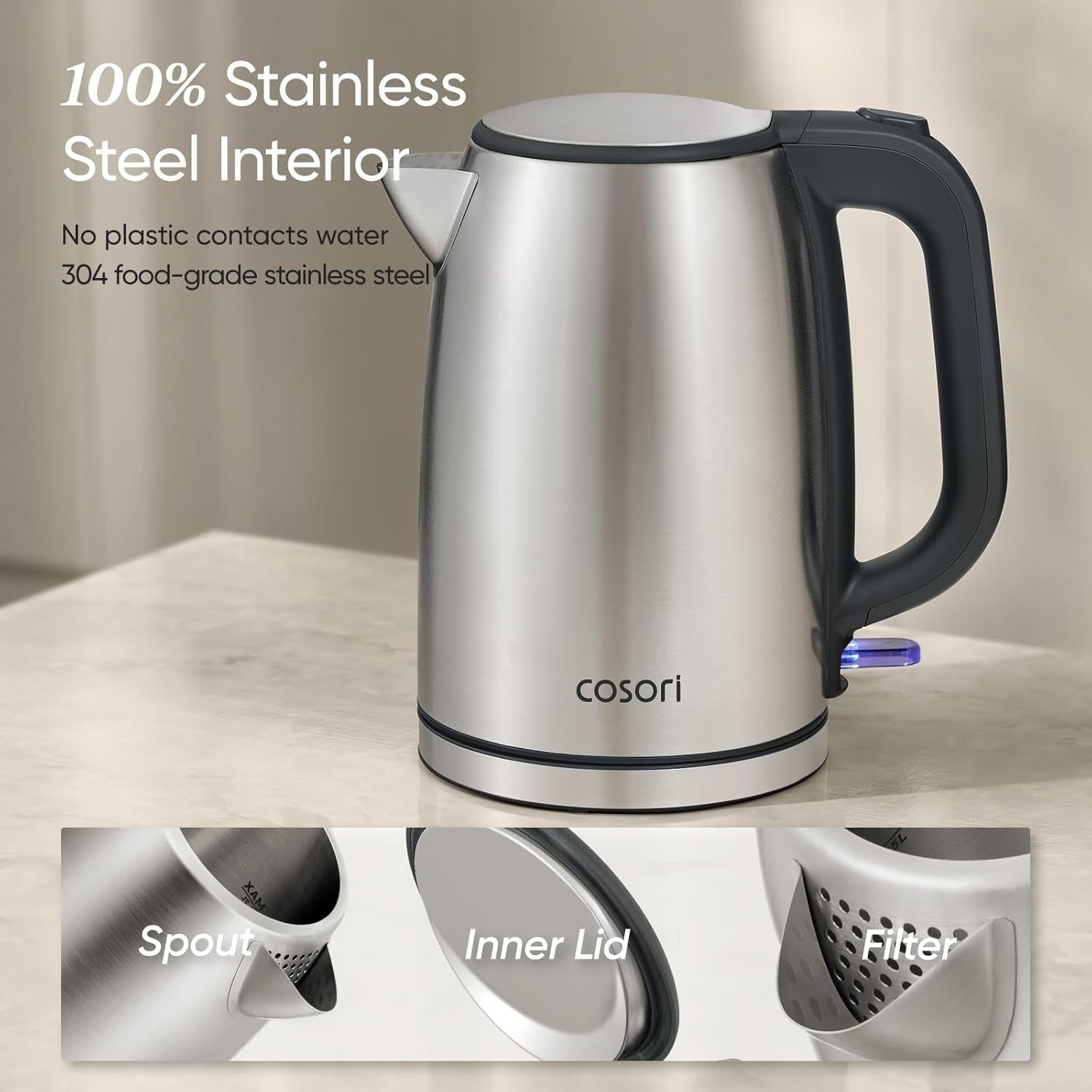 COSORI 1.7L Stainless Steel Electric Kettle