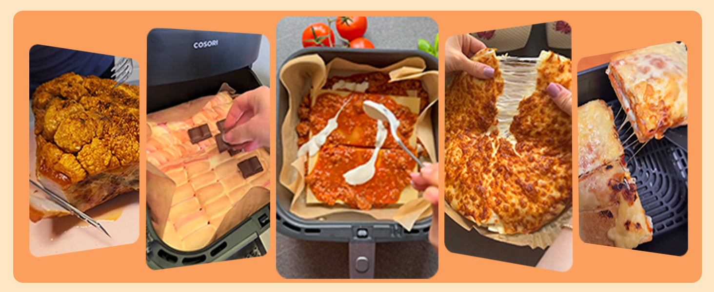 COSORI air fryer meal results collage