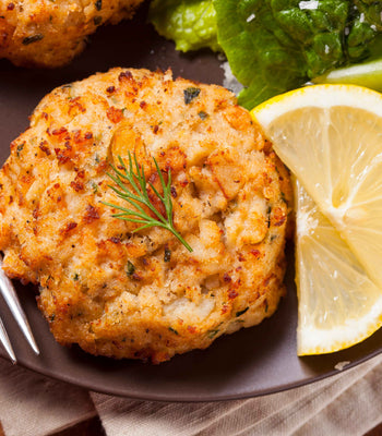 Crab Cakes + Panko-Crusted Fish Tacos