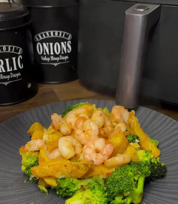 Crispy Oven Trio: Broccoli, Shrimp & Potato Wedges