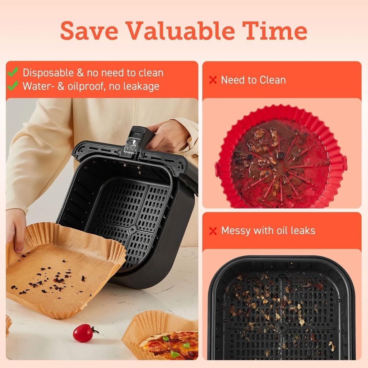 COSORI Air Fryer Liners 100 PCS for 4.5 to 6L Basket