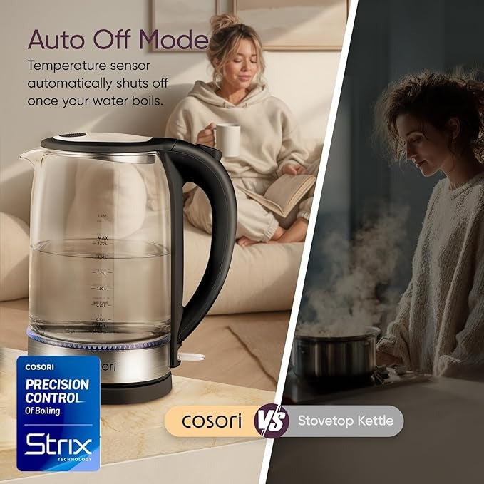 COSORI 1.7L Glass Electric Kettle