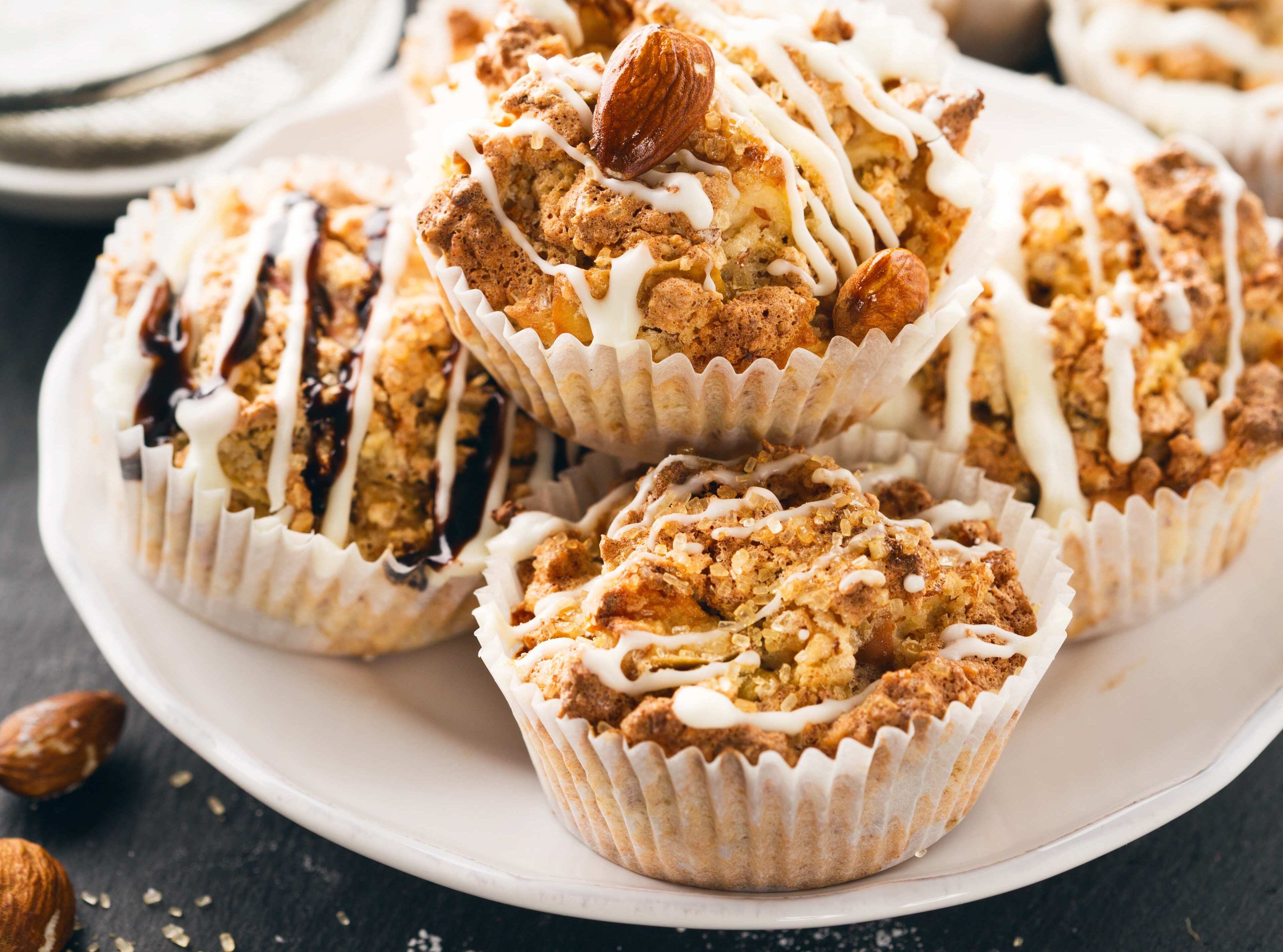 Glazed Blueberry Muffins with Oat Streusel+ Gluten-Free Almond Muffins