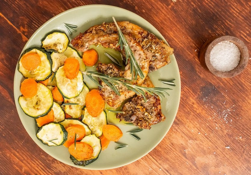 Lamb Chops with Herbs and Roasted Vegetables
